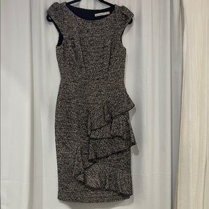 Karen Millen Black and Cream Asymmetrical Dress